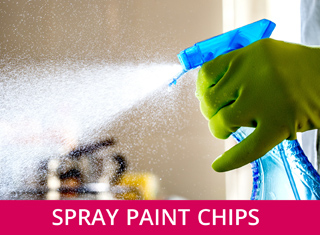 spraying paint chips with water