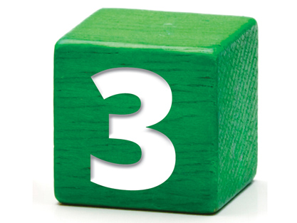 child's block with number 3