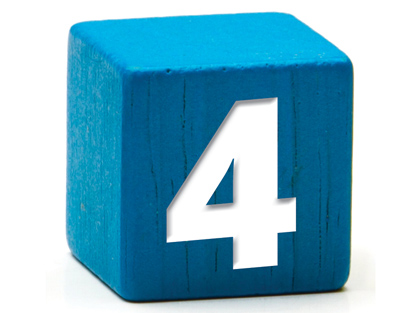 child's block with number 4