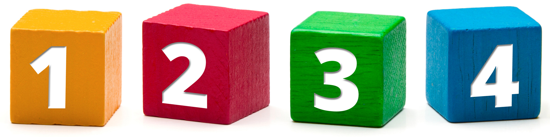 Colorful blocks showing numbers 1 through 4