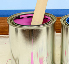 Can of brightly colored paint to signify lead paint